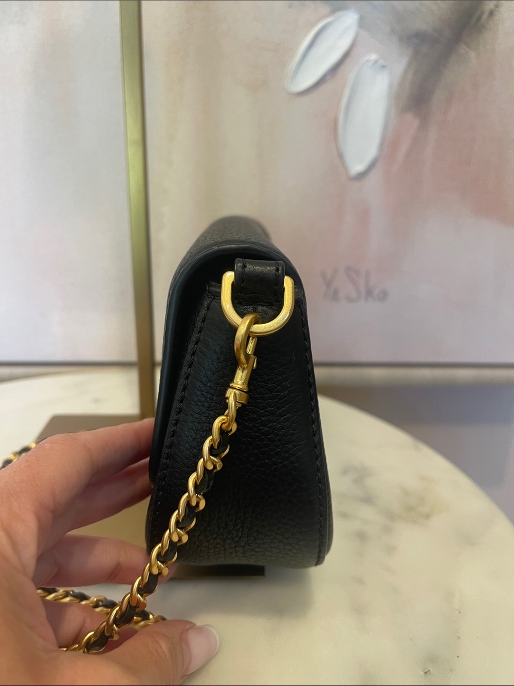 Tory Burch Black Britten Pebbled Leather Crossbody with Gold Hardware - Picture 4 of 6